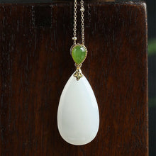 Load image into Gallery viewer, Designer&#39;s Unique Creative Natural Fine White Jade Drop-shaped Pendant Necklace Exquisite Elegant Charm Jewelry
