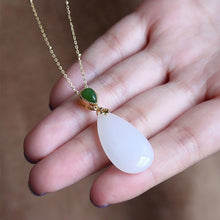 Load image into Gallery viewer, Designer&#39;s Unique Creative Natural Fine White Jade Drop-shaped Pendant Necklace Exquisite Elegant Charm Jewelry
