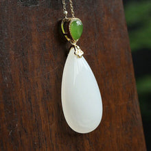 Load image into Gallery viewer, Designer&#39;s Unique Creative Natural Fine White Jade Drop-shaped Pendant Necklace Exquisite Elegant Charm Jewelry
