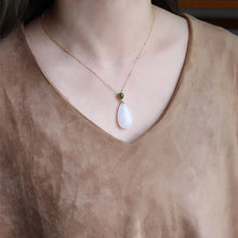 Load image into Gallery viewer, Designer&#39;s Unique Creative Natural Fine White Jade Drop-shaped Pendant Necklace Exquisite Elegant Charm Jewelry
