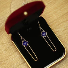 Load image into Gallery viewer, Designer&#39;s Unique Creative Natural Lapis Lazuli Long Earrings Elegant Charm Female Silver Jewelry
