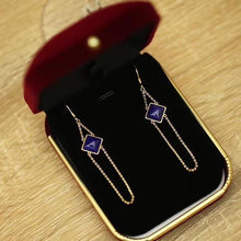 Load image into Gallery viewer, Designer&#39;s Unique Creative Natural Lapis Lazuli Long Earrings Elegant Charm Female Silver Jewelry
