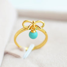 Load image into Gallery viewer, Designer&#39;s Unique Creative Natural Turquoise Opening Adjustable Ring Cute Elegant Ladies Jewelry
