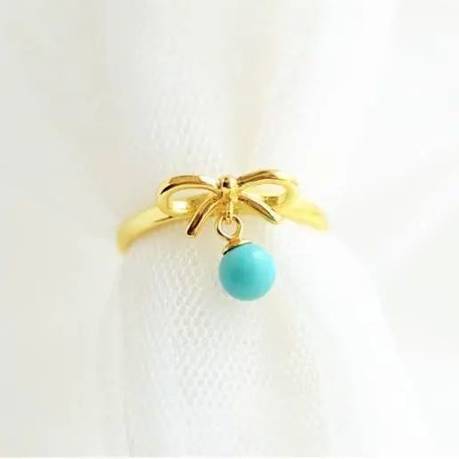 Designer's Unique Creative Natural Turquoise Opening Adjustable Ring Cute Elegant Ladies Jewelry