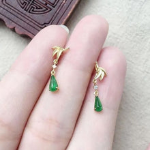 Load image into Gallery viewer, Designer&#39;s Unique Creative Silver Inlaid Natural Jade Drop Earrings Elegant Fashion Ladies Jewelry
