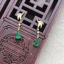 Load image into Gallery viewer, Designer&#39;s Unique Creative Silver Inlaid Natural Jade Drop Earrings Elegant Fashion Ladies Jewelry
