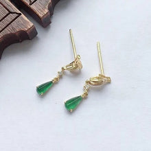 Load image into Gallery viewer, Designer&#39;s Unique Creative Silver Inlaid Natural Jade Drop Earrings Elegant Fashion Ladies Jewelry
