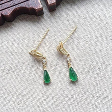 Load image into Gallery viewer, Designer&#39;s Unique Creative Silver Inlaid Natural Jade Drop Earrings Elegant Fashion Ladies Jewelry
