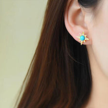 Load image into Gallery viewer, Designer&#39;s Unique Creative Six-pointed Star Inlaid Turquoise Earrings Exquisite Ladies Jewelry
