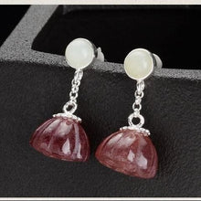 Load image into Gallery viewer, Designer Unique Creative Silver Inlaid Natural Strawberry Crystal Earrings Elegant Charm  Retro Female  Jewelry
