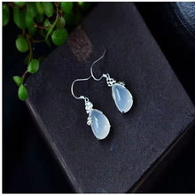 Load image into Gallery viewer, Designer Unique Creative Silver Inlaid Plum Chalcedony Drop Earrings Elegant Charm Creative Retro Ladies Silver Jewelry
