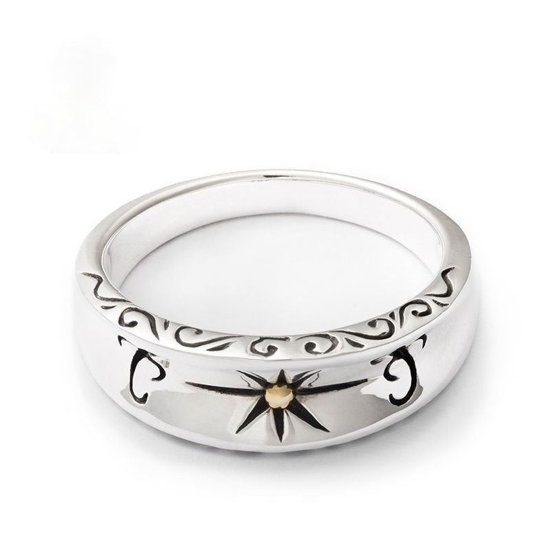 Designer Unique Creative Star Opening Adjustable Ring Retro Handmade Men and Women Silver Jewelry