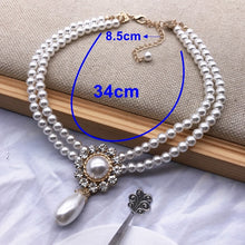 Load image into Gallery viewer, Handmade Luxury Double Layer Pearl Pendant Beaded Choker Necklace
