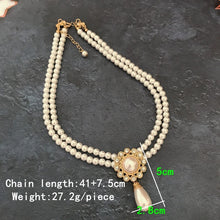 Load image into Gallery viewer, Handmade Luxury Double Layer Pearl Pendant Beaded Choker Necklace
