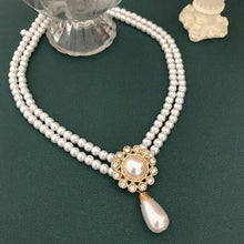 Load image into Gallery viewer, Handmade Luxury Double Layer Pearl Pendant Beaded Choker Necklace
