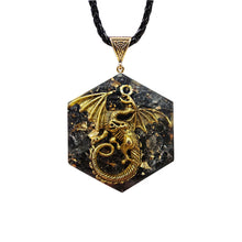 Load image into Gallery viewer, Natural Obsidian Crystal Dragon Orgone Pendant Necklace
