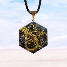 Load image into Gallery viewer, Natural Obsidian Crystal Dragon Orgone Pendant Necklace
