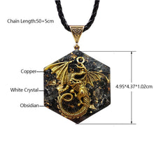 Load image into Gallery viewer, Natural Obsidian Crystal Dragon Orgone Pendant Necklace
