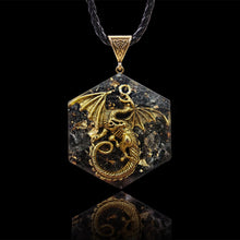 Load image into Gallery viewer, Natural Obsidian Crystal Dragon Orgone Pendant Necklace
