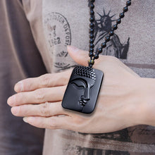 Load image into Gallery viewer, Handcrafted Natural Black Obsidian Buddha Sakyamuni Pendant Necklace
