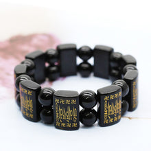 Load image into Gallery viewer, Natural Black Obsidian Square Beaded Tibetan Mantra Bracelet
