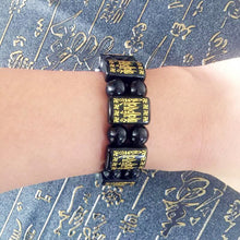 Load image into Gallery viewer, Natural Black Obsidian Square Beaded Tibetan Mantra Bracelet
