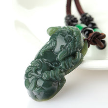 Load image into Gallery viewer, Lokaloca Handcrafted Natural Hetian Jade Good Fortune Piyao Pendant Necklace
