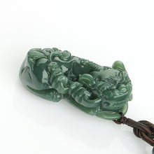 Load image into Gallery viewer, Lokaloca Handcrafted Natural Hetian Jade Good Fortune Piyao Pendant Necklace
