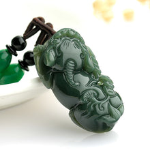 Load image into Gallery viewer, Lokaloca Handcrafted Natural Hetian Jade Good Fortune Piyao Pendant Necklace
