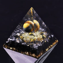 Load image into Gallery viewer, Narural Obsidian Tiger Eye Stone Orgone Energy Converter Orgonite Pyramid
