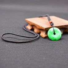 Load image into Gallery viewer, Handcrafted Natural Green Jade Donut Pendant Necklace
