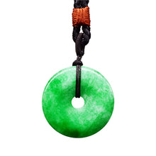 Load image into Gallery viewer, Handcrafted Natural Green Jade Donut Pendant Necklace
