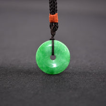 Load image into Gallery viewer, Handcrafted Natural Green Jade Donut Pendant Necklace
