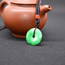 Load image into Gallery viewer, Handcrafted Natural Green Jade Donut Pendant Necklace
