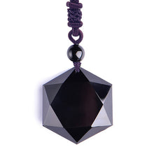 Load image into Gallery viewer, Handcrafted Natural Black Obsidian Cubic Hexagram Pendant Necklace
