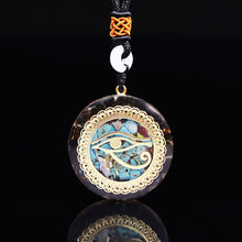 Load image into Gallery viewer, Egyptian Eye Of Horus Natural Obsidian Turquoise Pendant Orgone Energy Necklace
