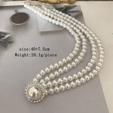 Load image into Gallery viewer, Handmade Double Strand Pearl Beaded Pendant Choker Necklace
