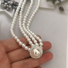 Load image into Gallery viewer, Handmade Double Strand Pearl Beaded Pendant Choker Necklace
