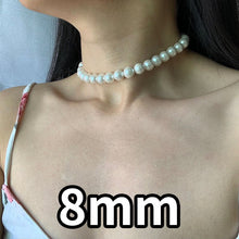 Load image into Gallery viewer, Natural Round Fresh Shell Pearl Beaded Choker Necklace for Ladies
