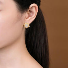 Load image into Gallery viewer, Lokaloca Elegant Silver Natural Fine White Jade Pearl Earrings
