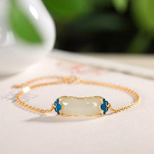 Load image into Gallery viewer, Lokaloca Enamel Porcelain Inlaid Natural Fine White Jade Bracelet
