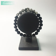 Load image into Gallery viewer, Natural Black Obsidian Beaded With 925 Sterling Silver Charm Bracelet
