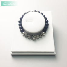 Load image into Gallery viewer, Natural Black Obsidian Beaded With 925 Sterling Silver Charm Bracelet
