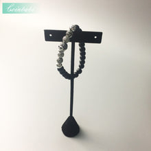 Load image into Gallery viewer, Natural Black Obsidian Beaded With 925 Sterling Silver Charm Bracelet
