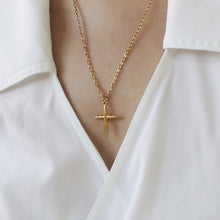 Load image into Gallery viewer, European Retro Cross Lock Pendant Necklace Titanium Steel Plated 18K Gold
