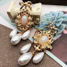 Load image into Gallery viewer, Exaggerate Earrings Clip Teardrop Pearl Pendant Charm Bow Alloy Statement Luxury Jewelry
