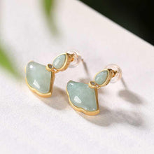 Load image into Gallery viewer, Lokaloca Exquisite Ginkgo Leaf Natural Fine Jade Earrings
