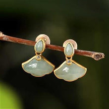 Load image into Gallery viewer, Lokaloca Exquisite Ginkgo Leaf Natural Fine Jade Earrings
