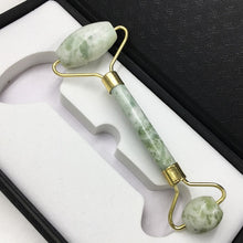 Load image into Gallery viewer, Natural Jade Double Roller Face Massager Slimming Facial Lift Skin Relaxation
