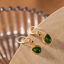 Load image into Gallery viewer, Lokaloca Natural Fine Jade Swan Drop-shaped Ladies Earrings
